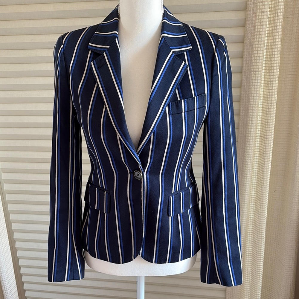 Burberry Striped Navy Blazer